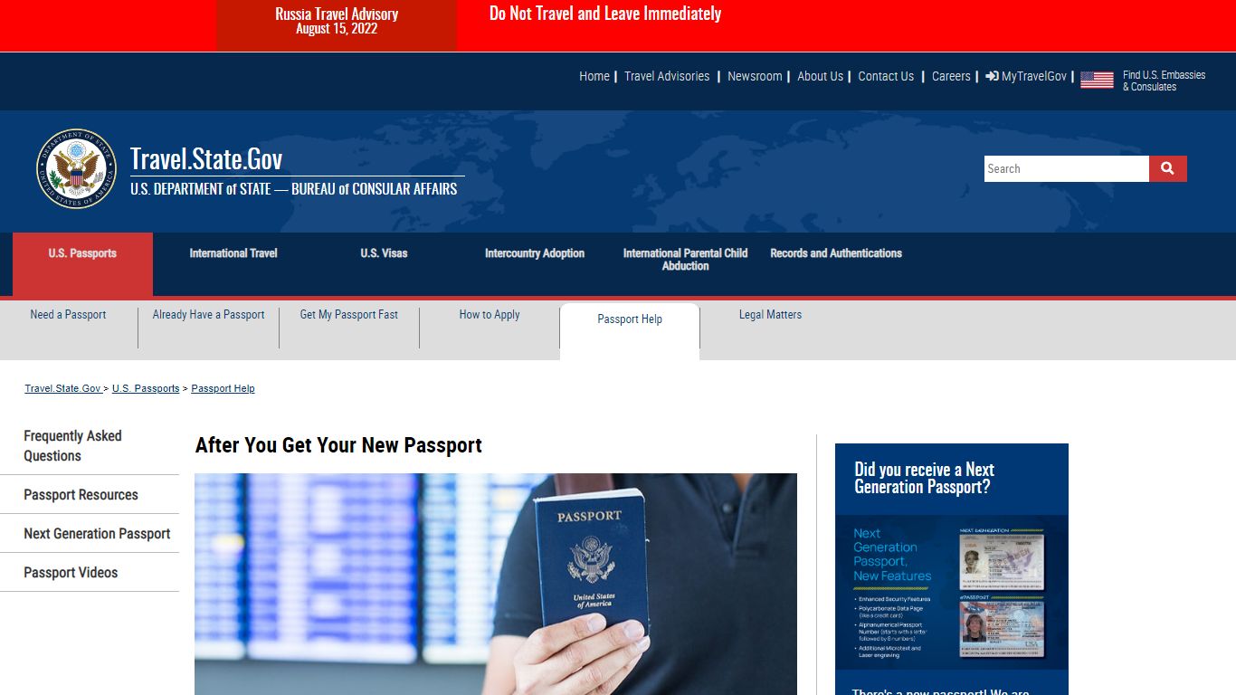 QR Code Sticker on U.S. Passport - United States Department of State